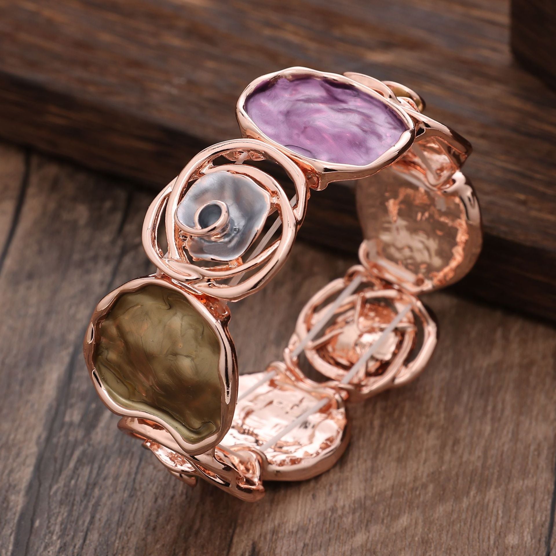 Wholesale Rose Flower Hollow Stitching Alloy Bracelet